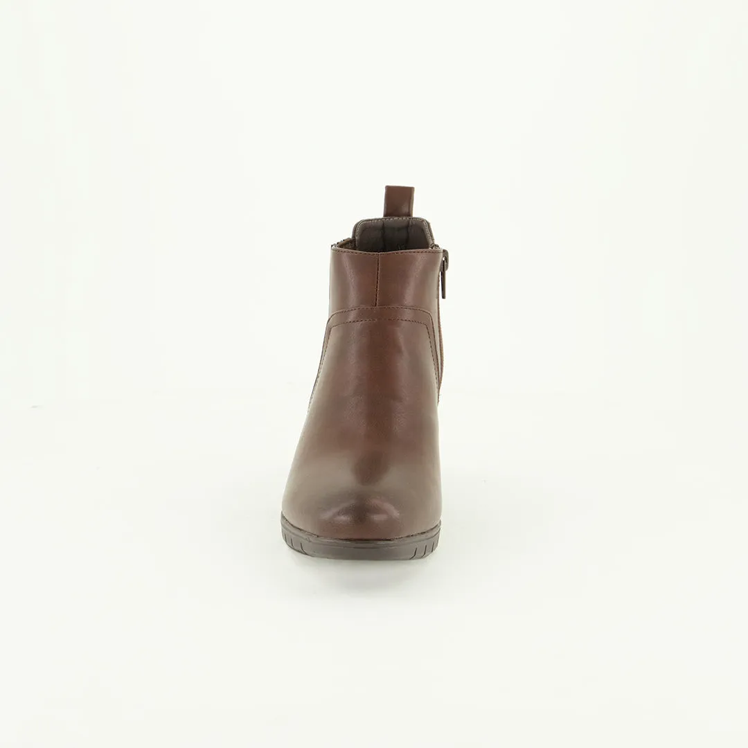 Block Heel Ankle Boot.Elastic Side