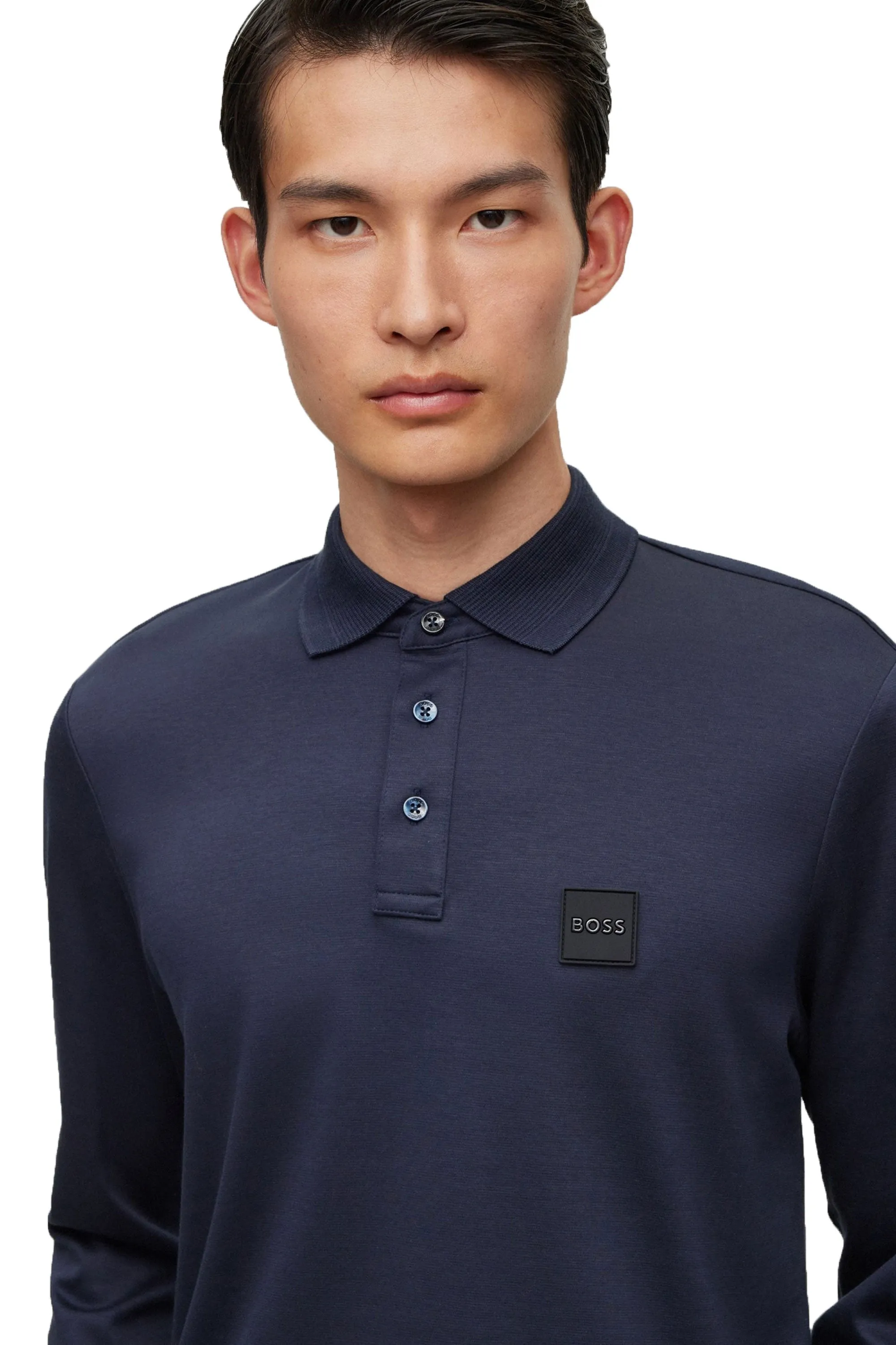 Boss Pado 08 Long Sleeved Polo Shirt Dark Blue