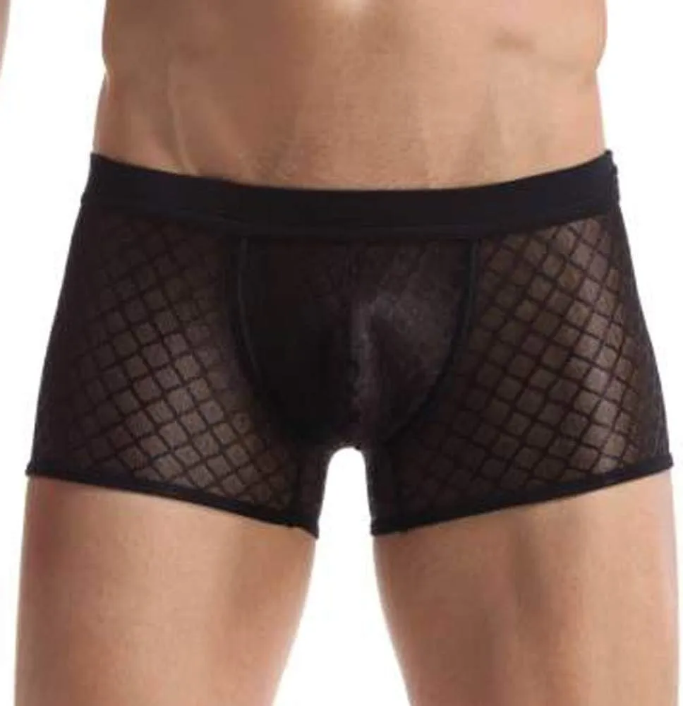 Boxers for Men Men's Sexy Underwear Soft Mesh Open Fly Boxer Briefs