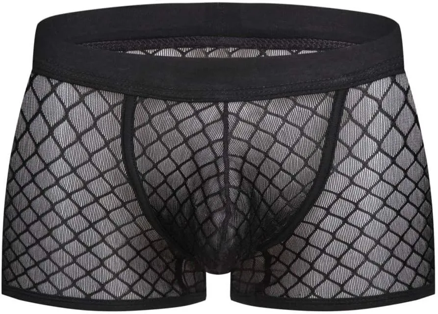 Boxers for Men Men's Sexy Underwear Soft Mesh Open Fly Boxer Briefs
