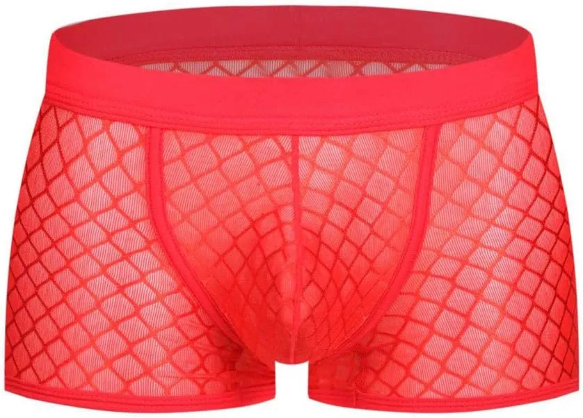 Boxers for Men Men's Sexy Underwear Soft Mesh Open Fly Boxer Briefs