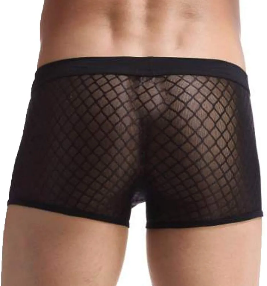 Boxers for Men Men's Sexy Underwear Soft Mesh Open Fly Boxer Briefs
