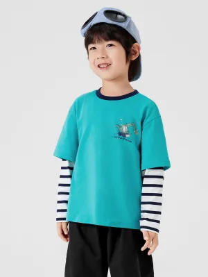 Boy Trend Scenarios Cartoon car Blue Long Sleeve T-Shirt