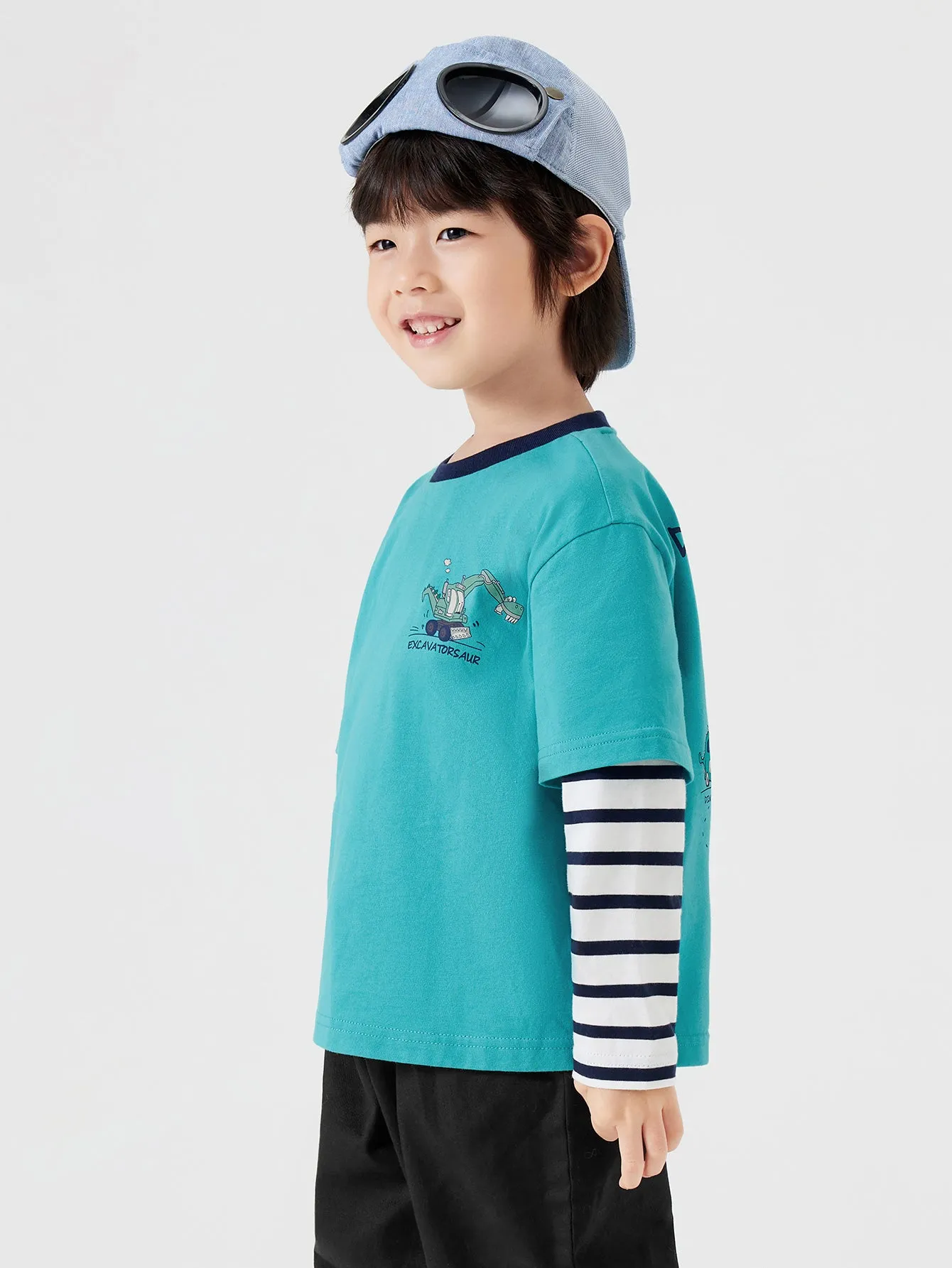 Boy Trend Scenarios Cartoon car Blue Long Sleeve T-Shirt