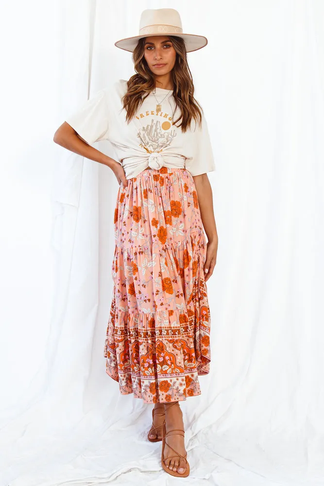 Broaden Social Horizons Maxi Skirt Peach