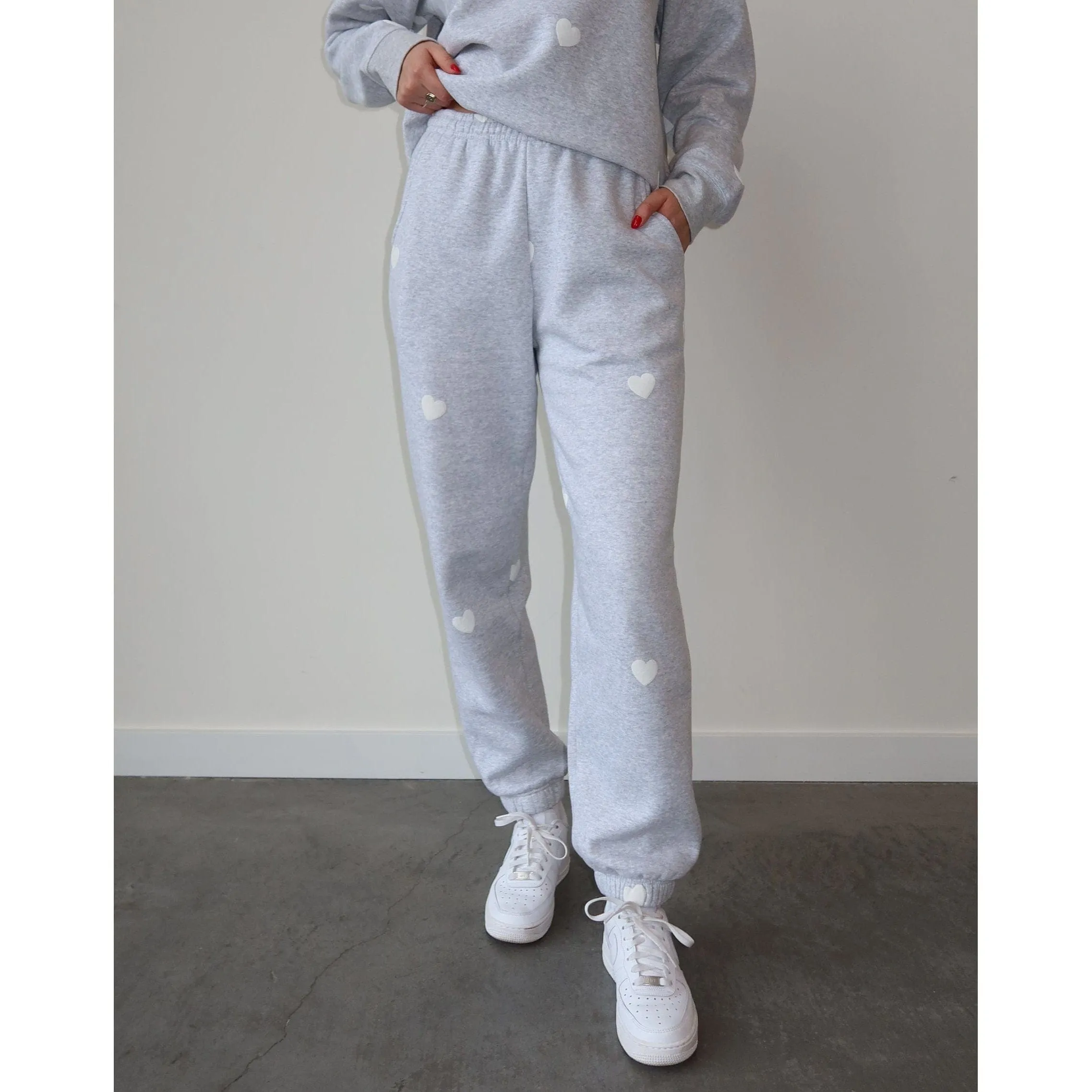 Brunette the Label All Over Puff Heart Oversized Jogger