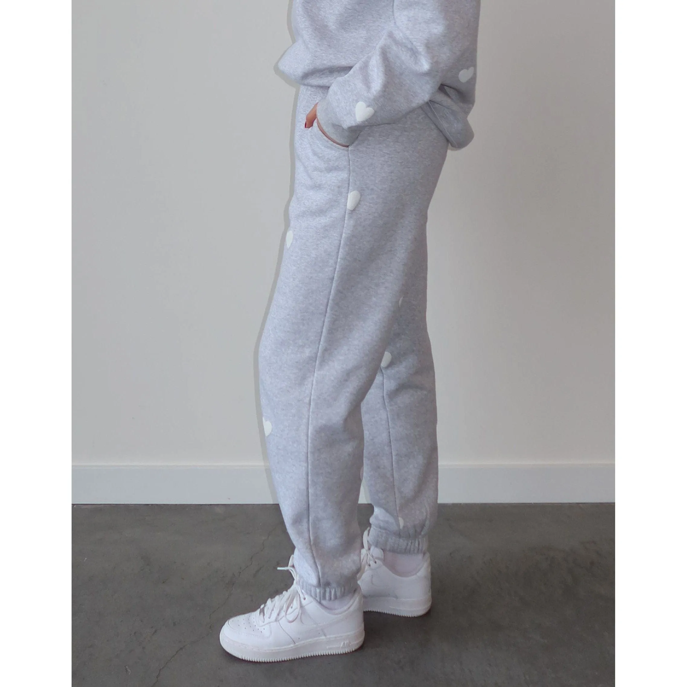 Brunette the Label All Over Puff Heart Oversized Jogger