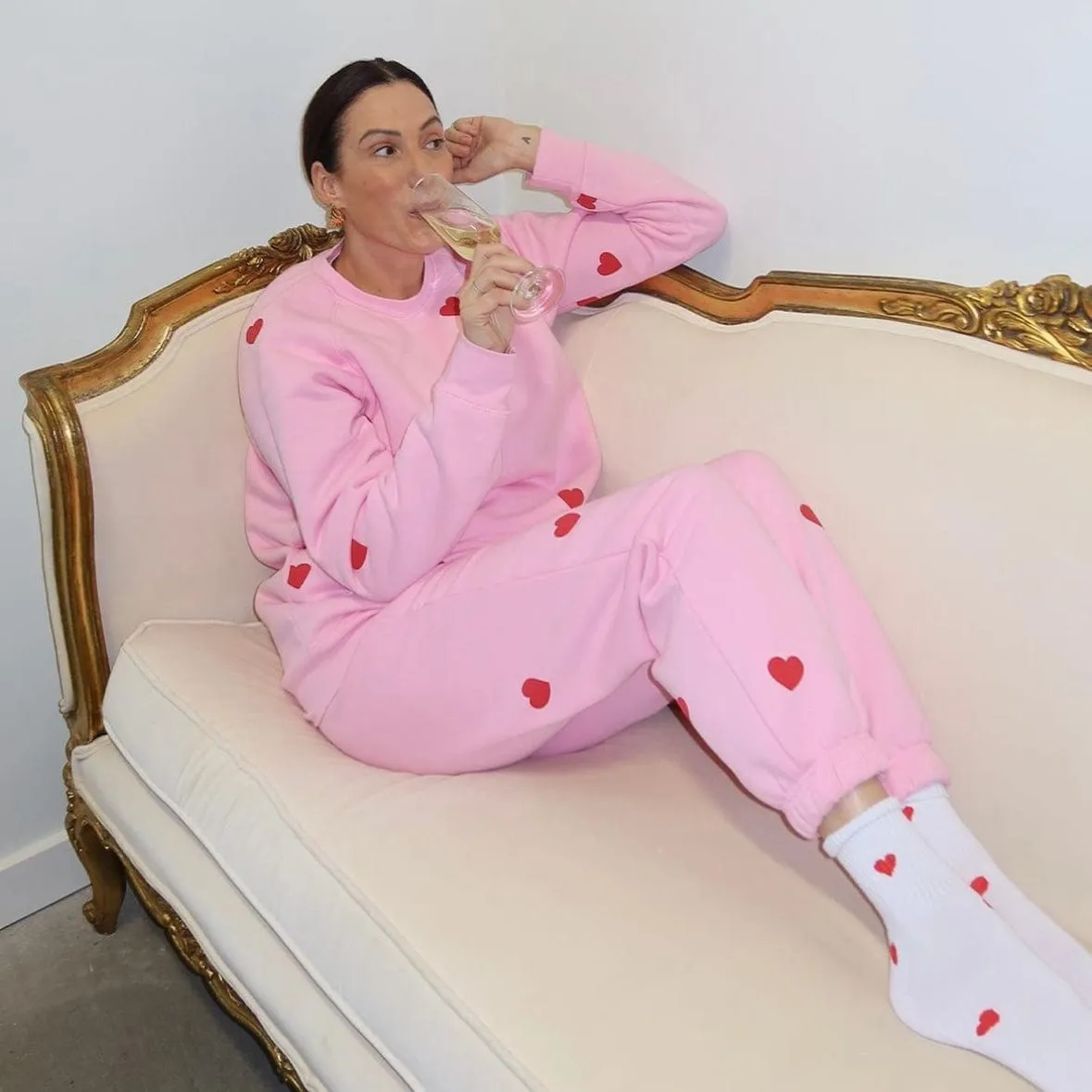 Brunette the Label All Over Puff Heart Oversized Jogger