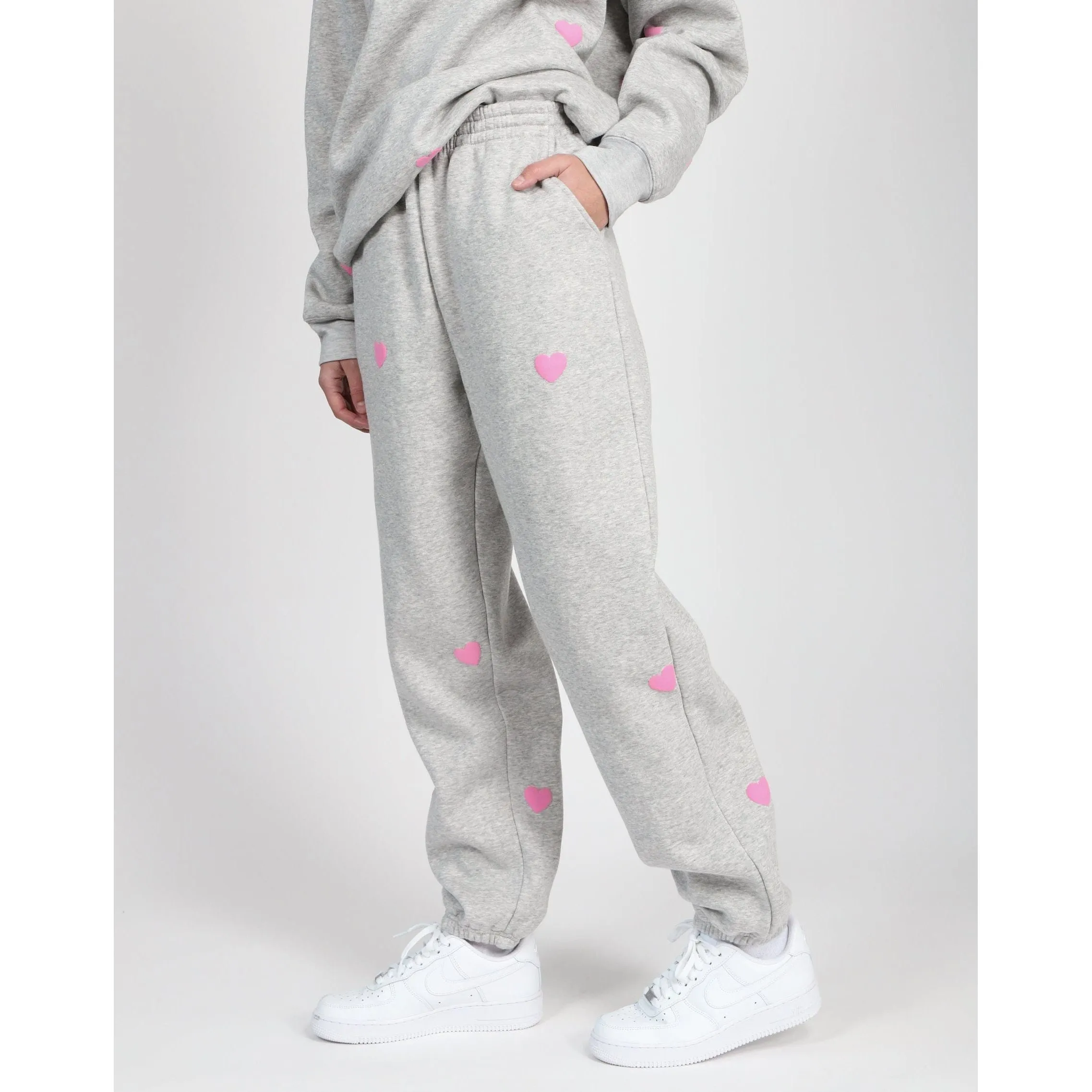 Brunette the Label All Over Puff Heart Oversized Jogger