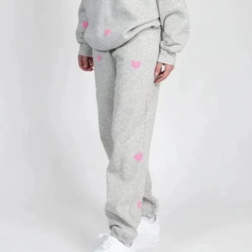Brunette the Label All Over Puff Heart Oversized Jogger