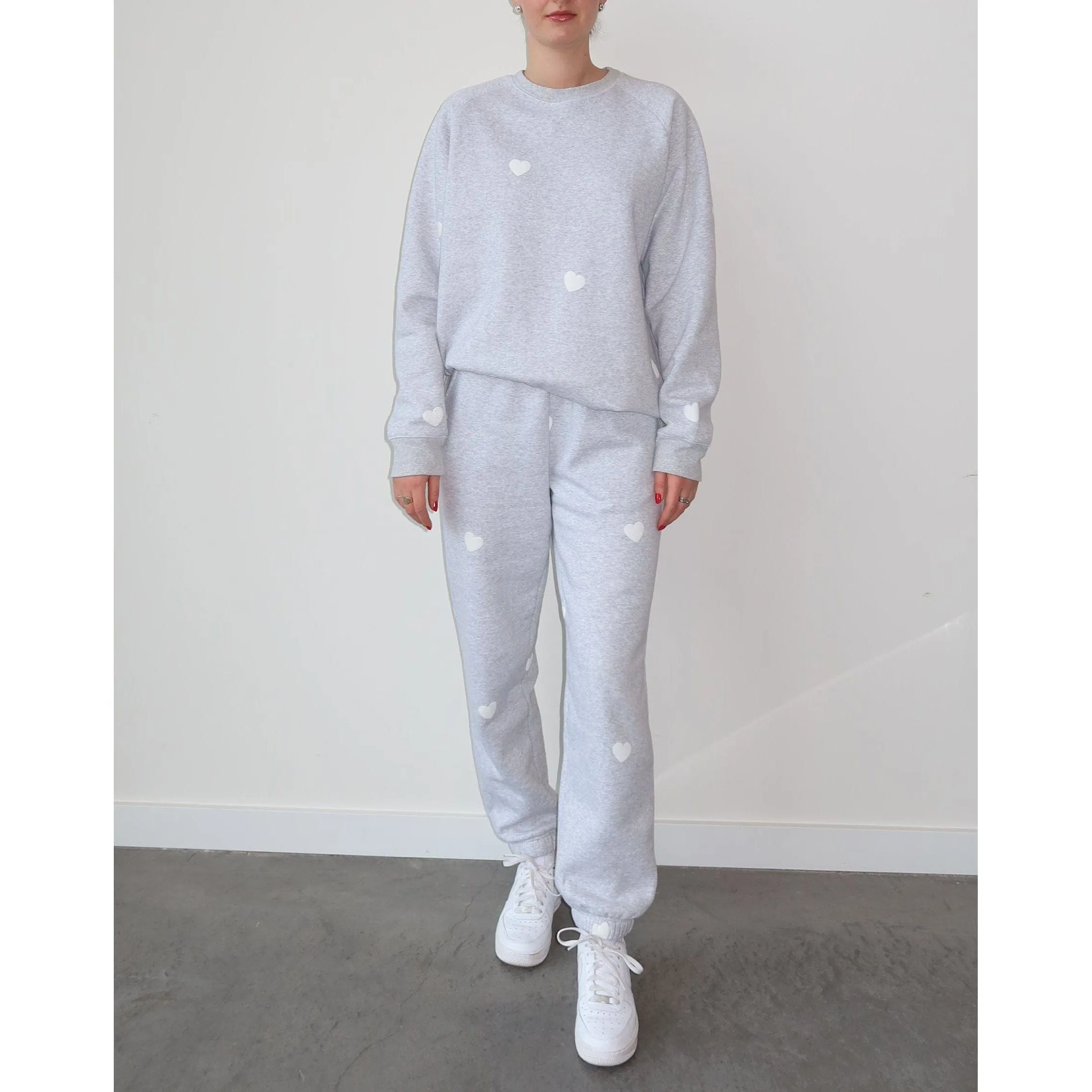 Brunette the Label All Over Puff Heart Oversized Jogger