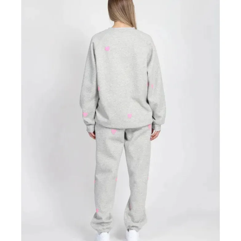 Brunette the Label All Over Puff Heart Oversized Jogger
