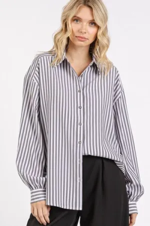 Button Down Striped Long Sleeve Shirt