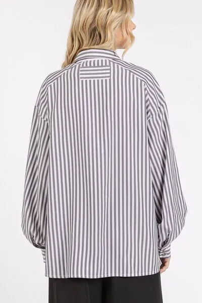 Button Down Striped Long Sleeve Shirt