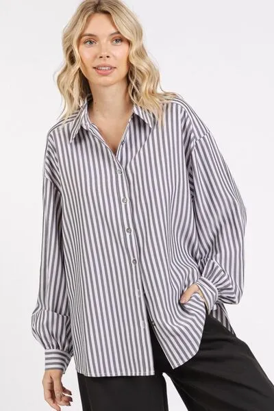 Button Down Striped Long Sleeve Shirt