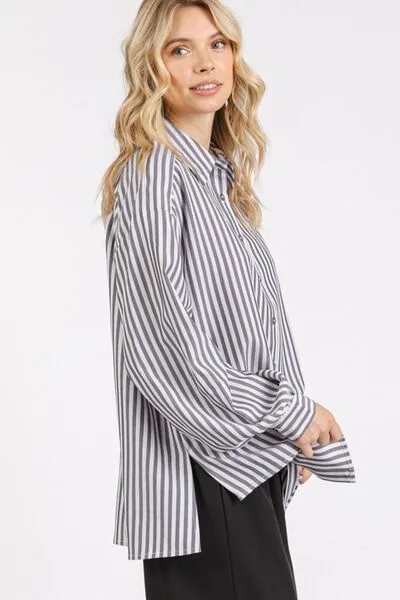 Button Down Striped Long Sleeve Shirt