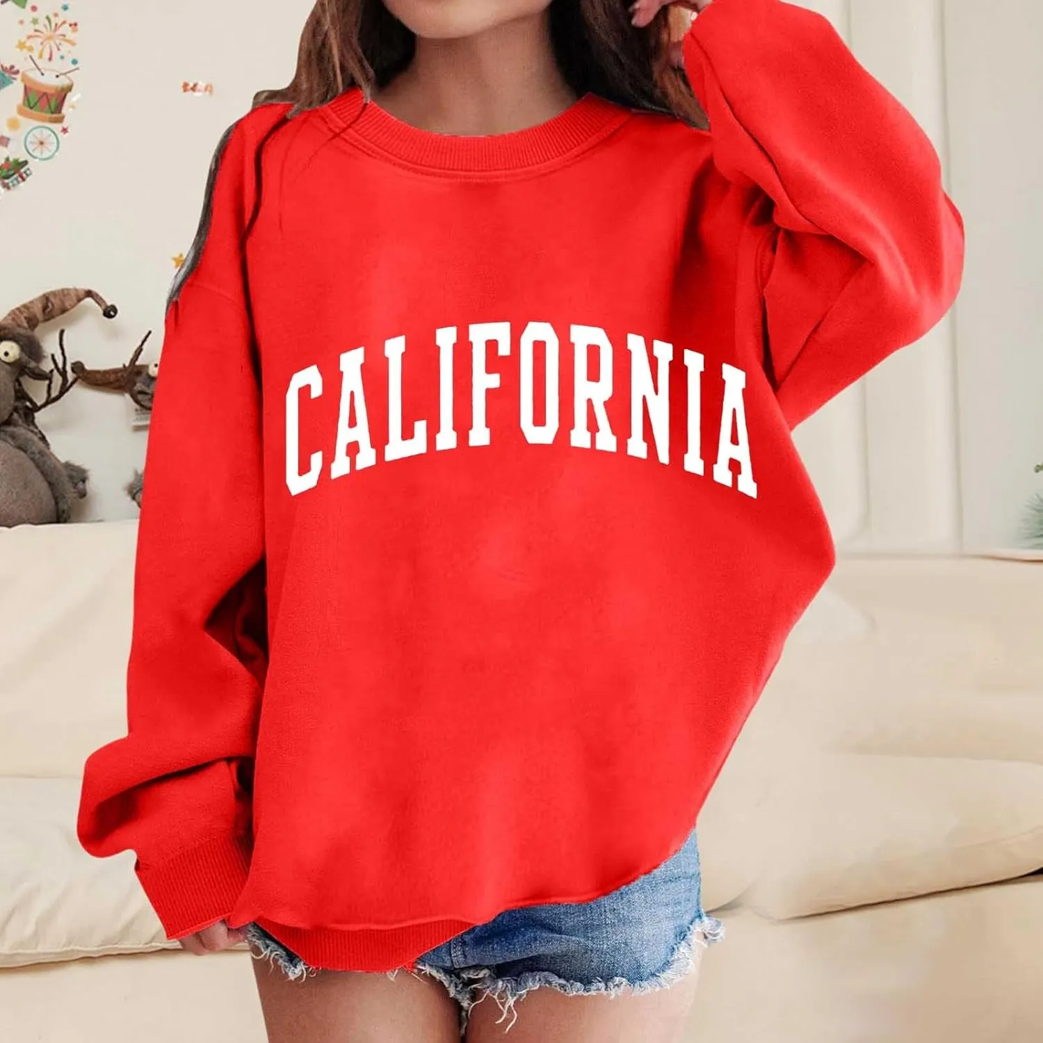 California Hoodies for Girls Graphic Letter Print Pullovers Tops Long Sleeve Casual Soft Pullover Tops for 3-12 Years