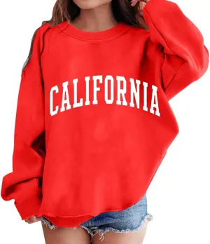 California Hoodies for Girls Graphic Letter Print Pullovers Tops Long Sleeve Casual Soft Pullover Tops for 3-12 Years