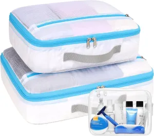 Cambond Dual-Use Mesh Packing Cubes Laundry Bag - See Through Packing Cubes for Travel, Lightweight Machine Washable Mesh Laundry Bags Wash Bags with Handle, Travel Bags Luggage Suitcase Organizer