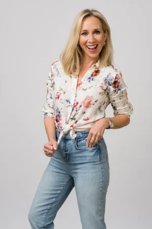 Camille 3/4 Sleeve Blouse in Watercolor