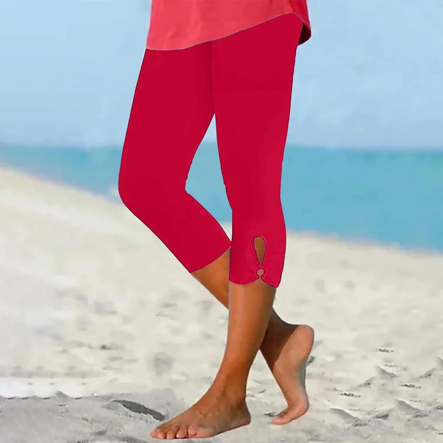 Capri Leggings for Women Casual Yoga Pants Tummy Control High Waisted Slim Fit Comfy Stretchy Workout Pants