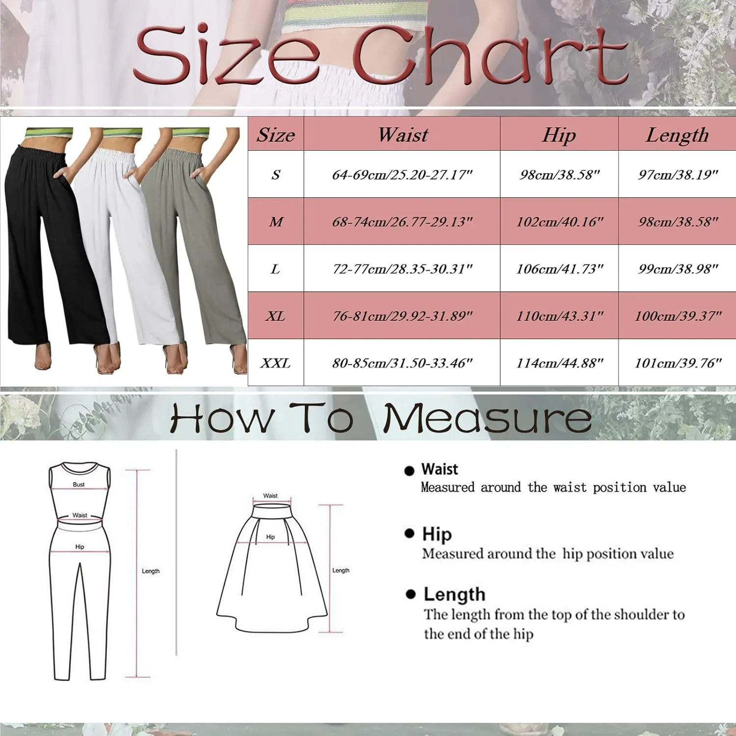 Casual Pants for Women Wide Leg Linen Trousers High Waist Loose Fit Lightweight Summer Beach Pockets Comfortable