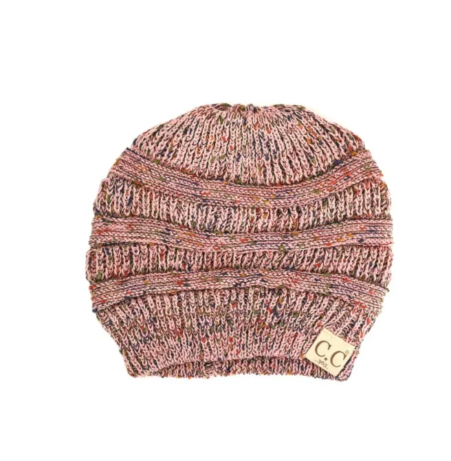 CC Beanie Messy Bun Pony Flecked