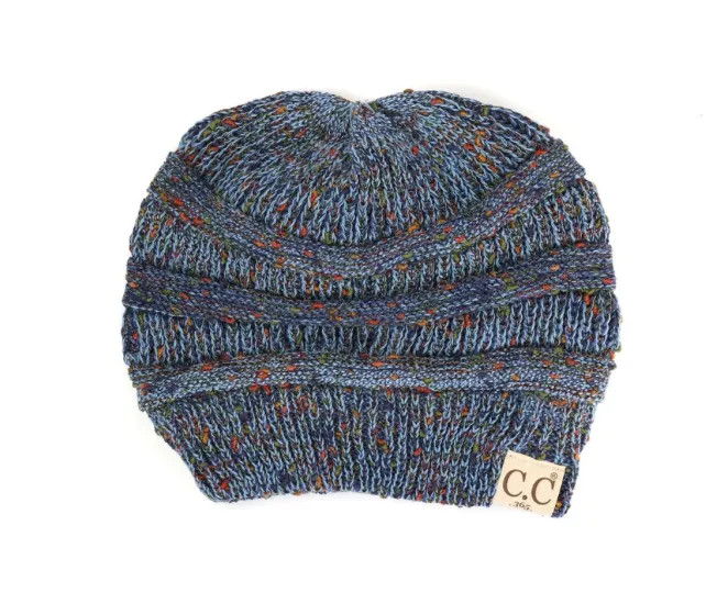 CC Beanie Messy Bun Pony Flecked