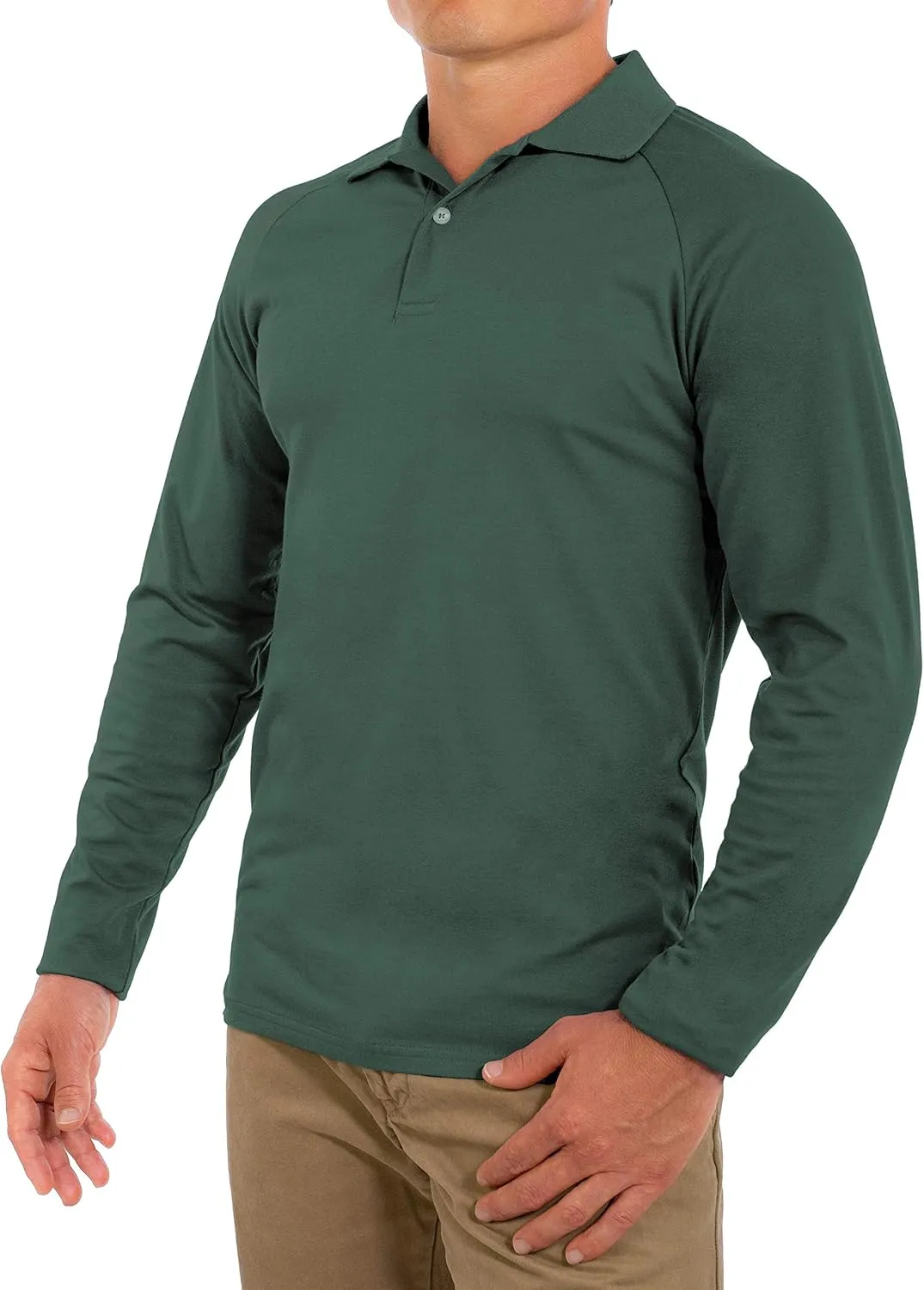 CC Perfect Slim Fit Long Sleeve Polo Shirts for Men   Stretch | Soft Fitted Breathable Collared Mens Long Sleeve Polo Shirts