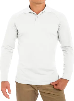 CC Perfect Slim Fit Long Sleeve Polo Shirts for Men   Stretch | Soft Fitted Breathable Collared Mens Long Sleeve Polo Shirts