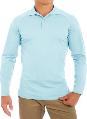 CC Perfect Slim Fit Long Sleeve Polo Shirts for Men   Stretch | Soft Fitted Breathable Collared Mens Long Sleeve Polo Shirts