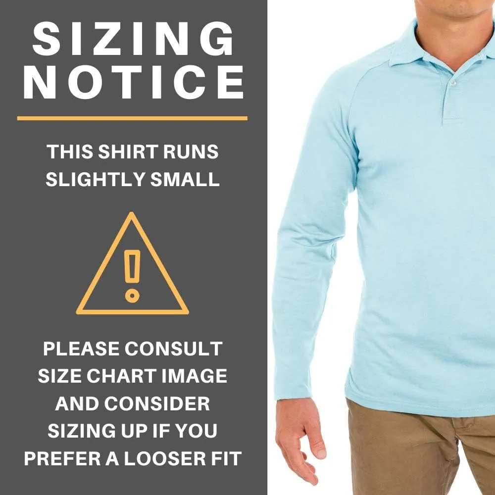 CC Perfect Slim Fit Long Sleeve Polo Shirts for Men   Stretch | Soft Fitted Breathable Collared Mens Long Sleeve Polo Shirts