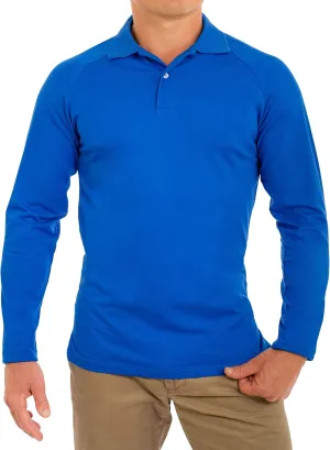 CC Perfect Slim Fit Long Sleeve Polo Shirts for Men   Stretch | Soft Fitted Breathable Collared Mens Long Sleeve Polo Shirts