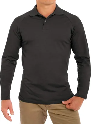 CC Perfect Slim Fit Long Sleeve Polo Shirts for Men   Stretch | Soft Fitted Breathable Collared Mens Long Sleeve Polo Shirts