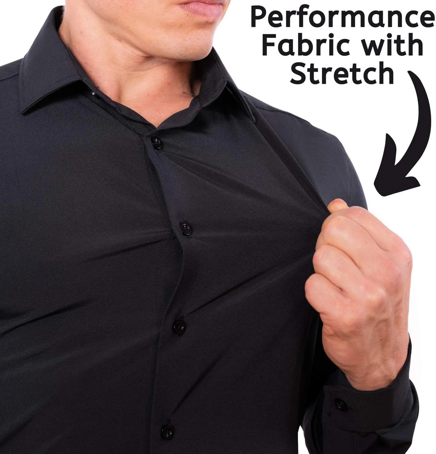 CC Performance Stretch Slim Fit Dress Shirts for Men | Wrinkle Resistant Long Sleeve Button Up Mens Dress Shirts