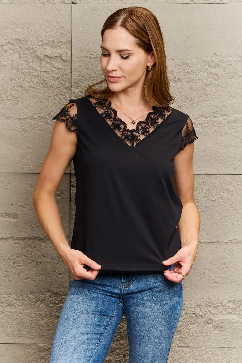 Chic Appeal Cap Sleeve Black Lace Blouse