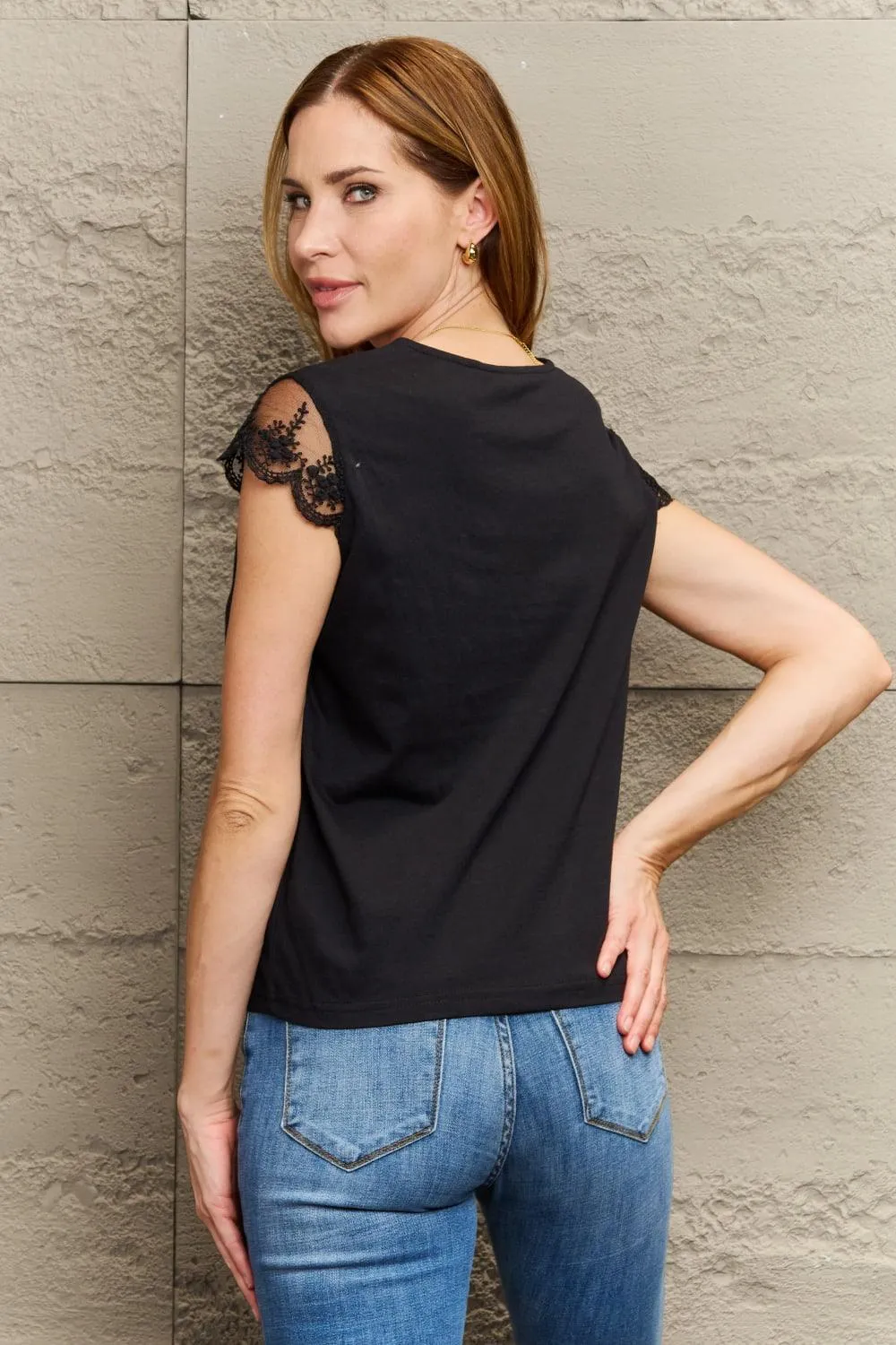 Chic Appeal Cap Sleeve Black Lace Blouse
