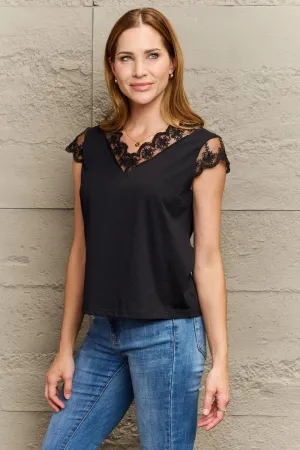 Chic Appeal Cap Sleeve Black Lace Blouse