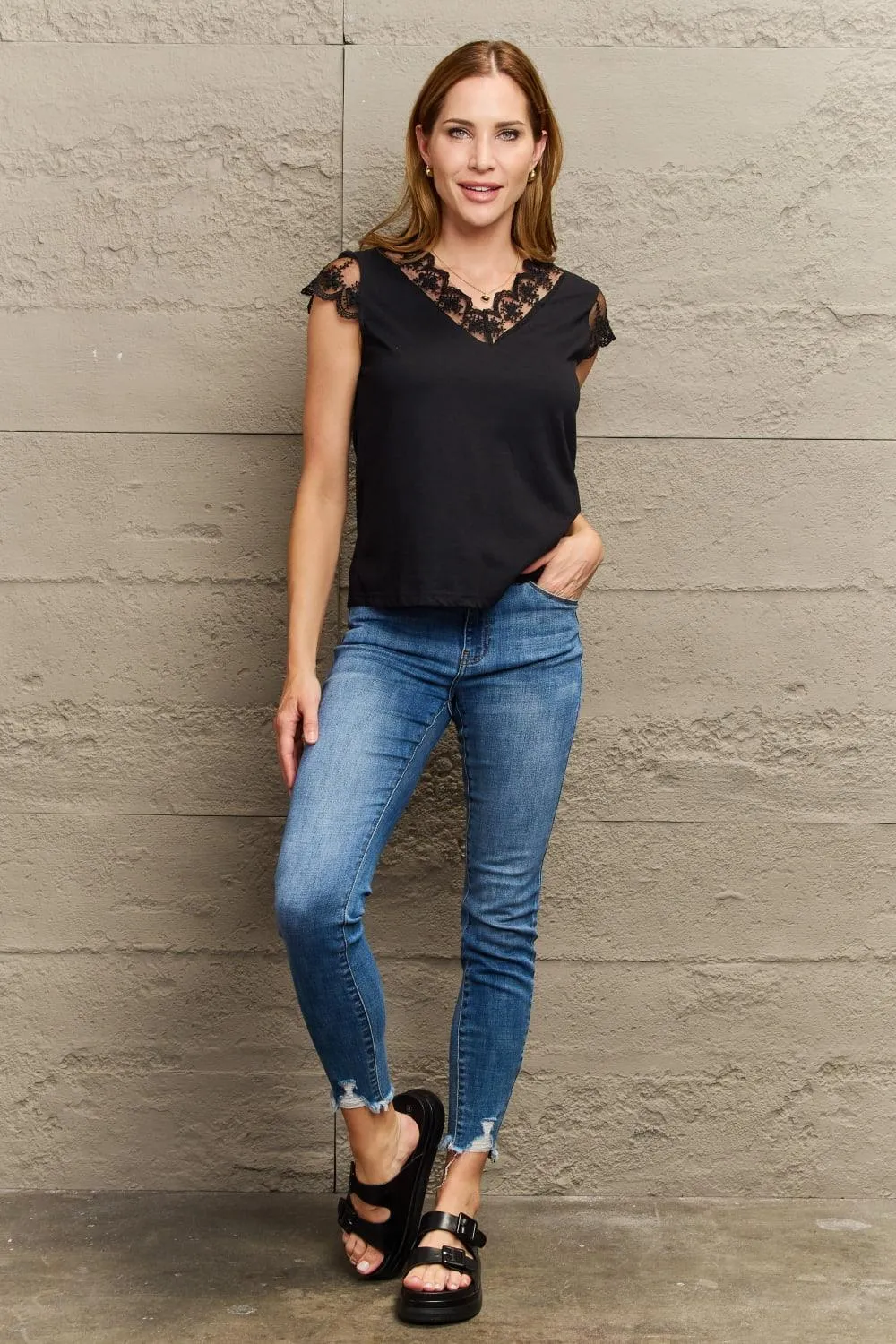 Chic Appeal Cap Sleeve Black Lace Blouse