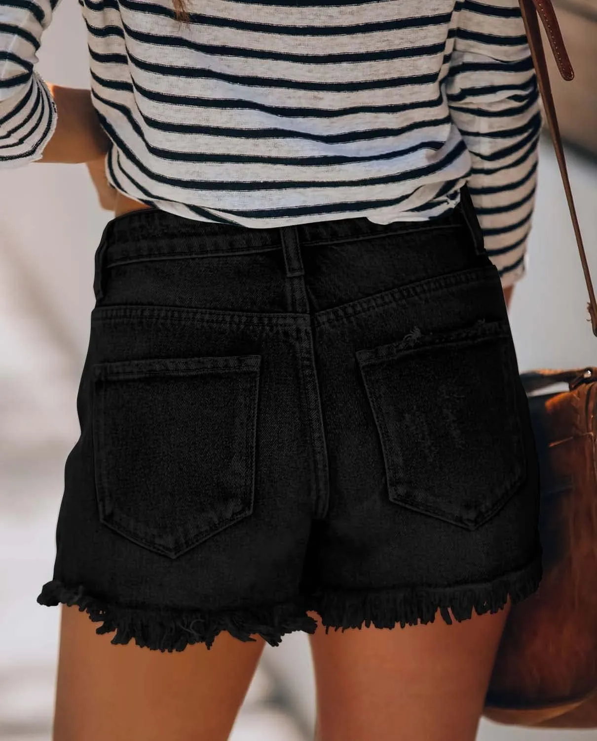 CHICZONE Womens Mid-High Waisted Ripped Denim Jean Shorts Cutoff Stretchy Summer Hot Short Pants