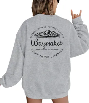 Christian Waymaker Sweatshirts For Women Religious Faith Sweatshirt Womens Graphic Soft Crewneck Long Sleeve Shirts