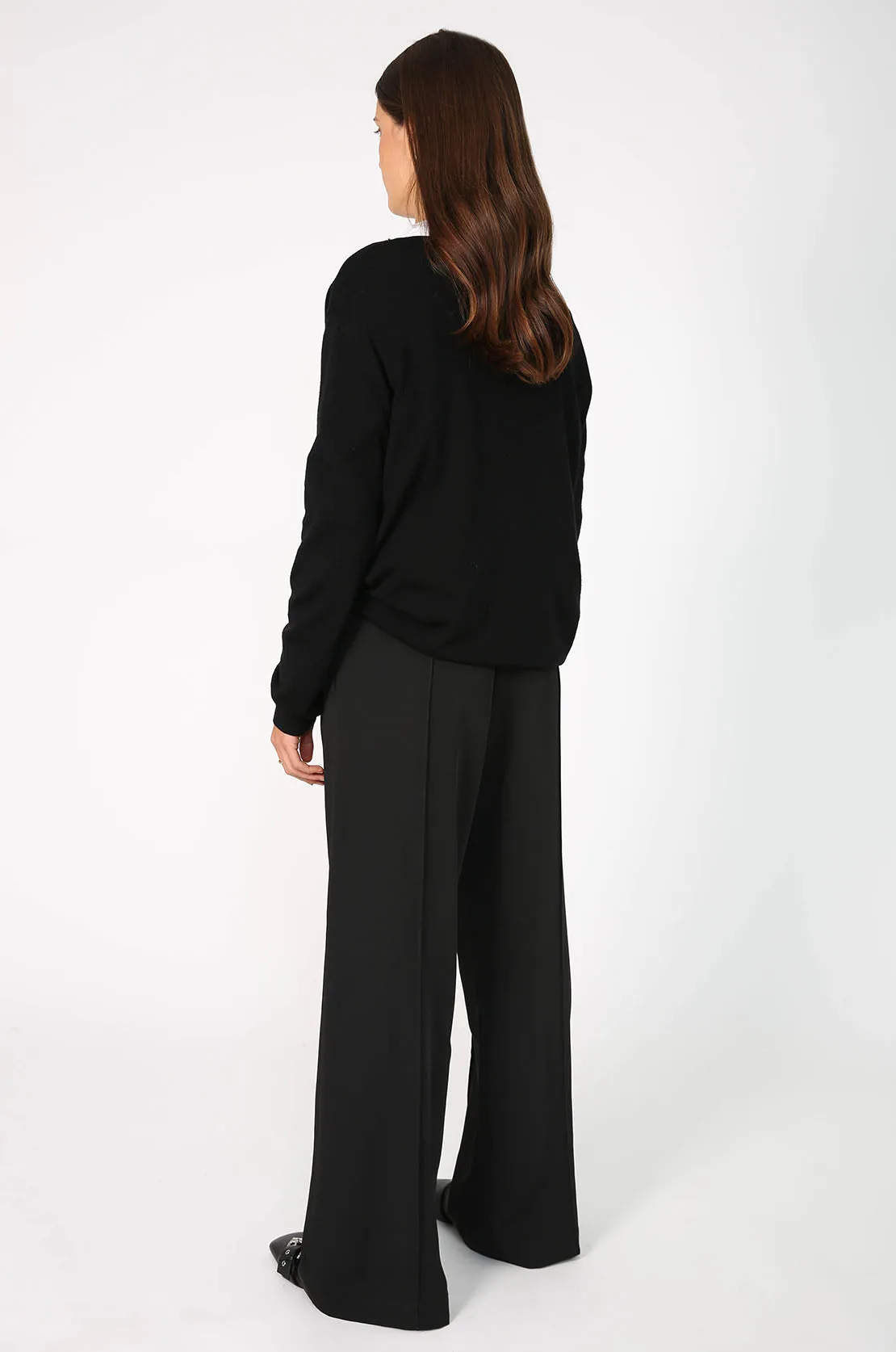 coached pintuck pant / black