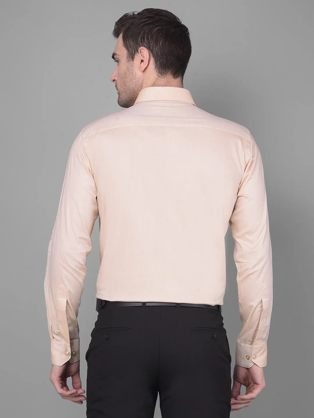 Cobb Solid Beige Smart Fit Formal Shirt