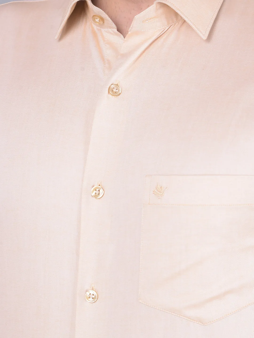 Cobb Solid Beige Smart Fit Formal Shirt