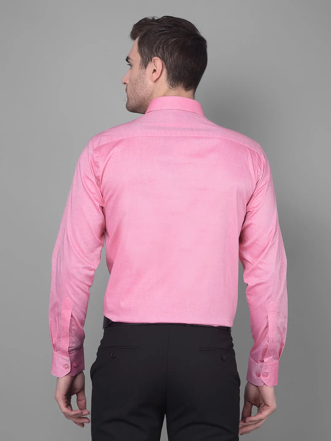 Cobb Solid Flamingo Pink Smart Fit Formal Shirt
