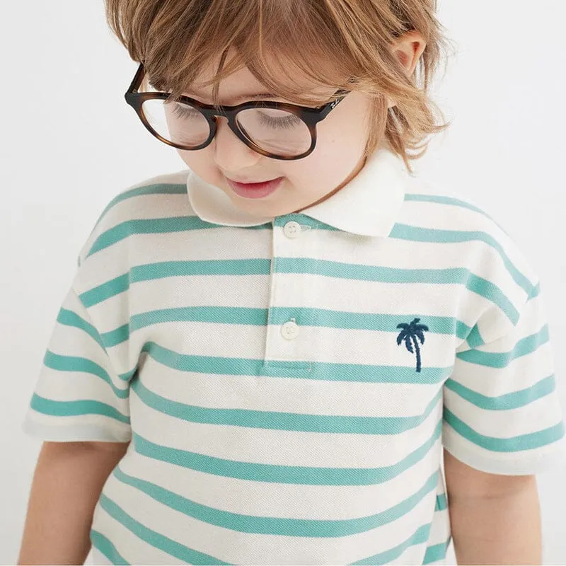 Coconut Tree Striped Polo Shirt