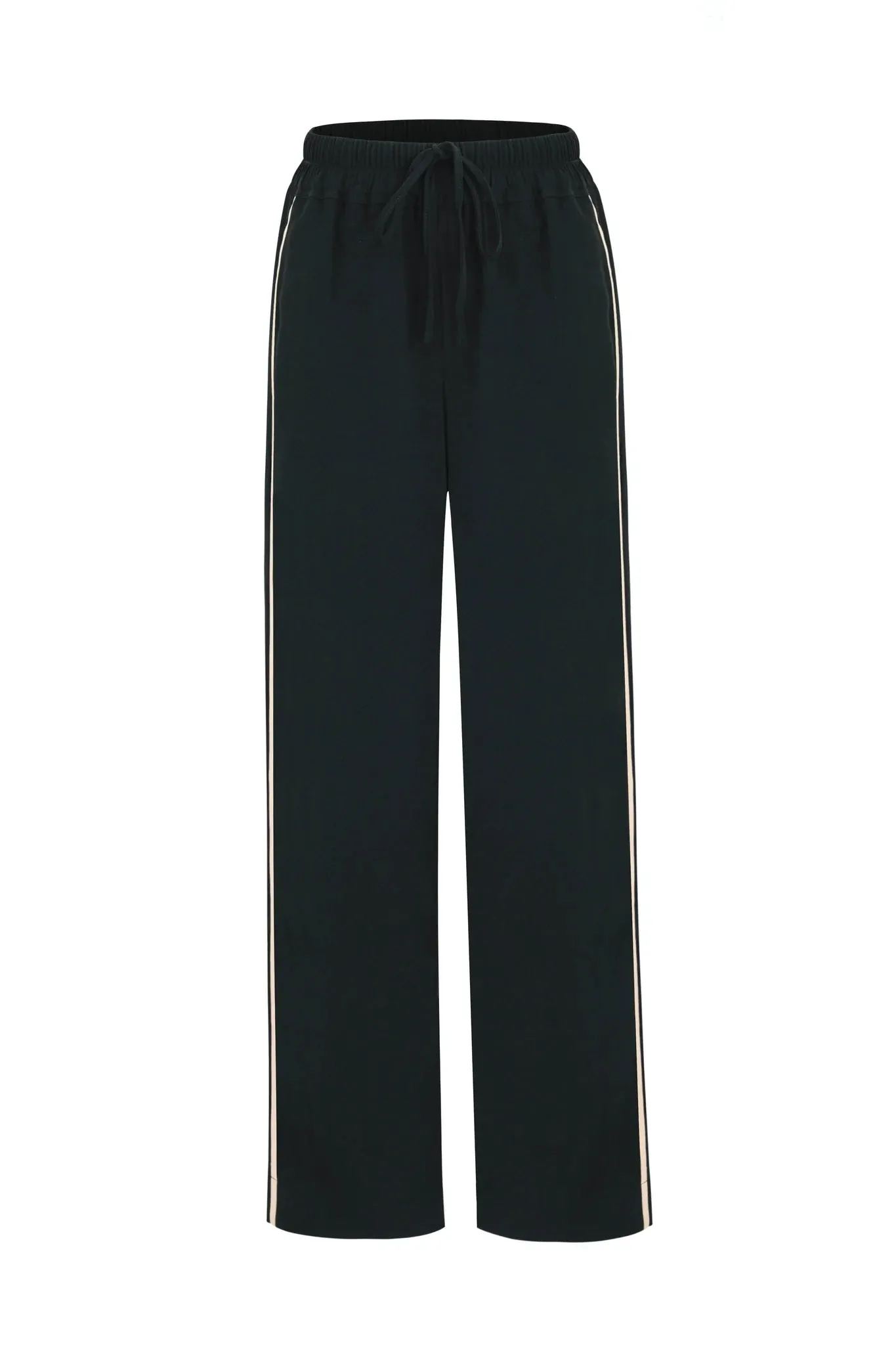Confident Blk Stripe Crepe Pants