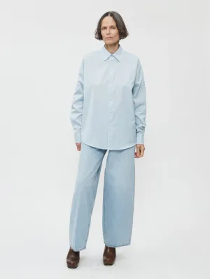 Contrast Overlock Uniform Shirt in Blue