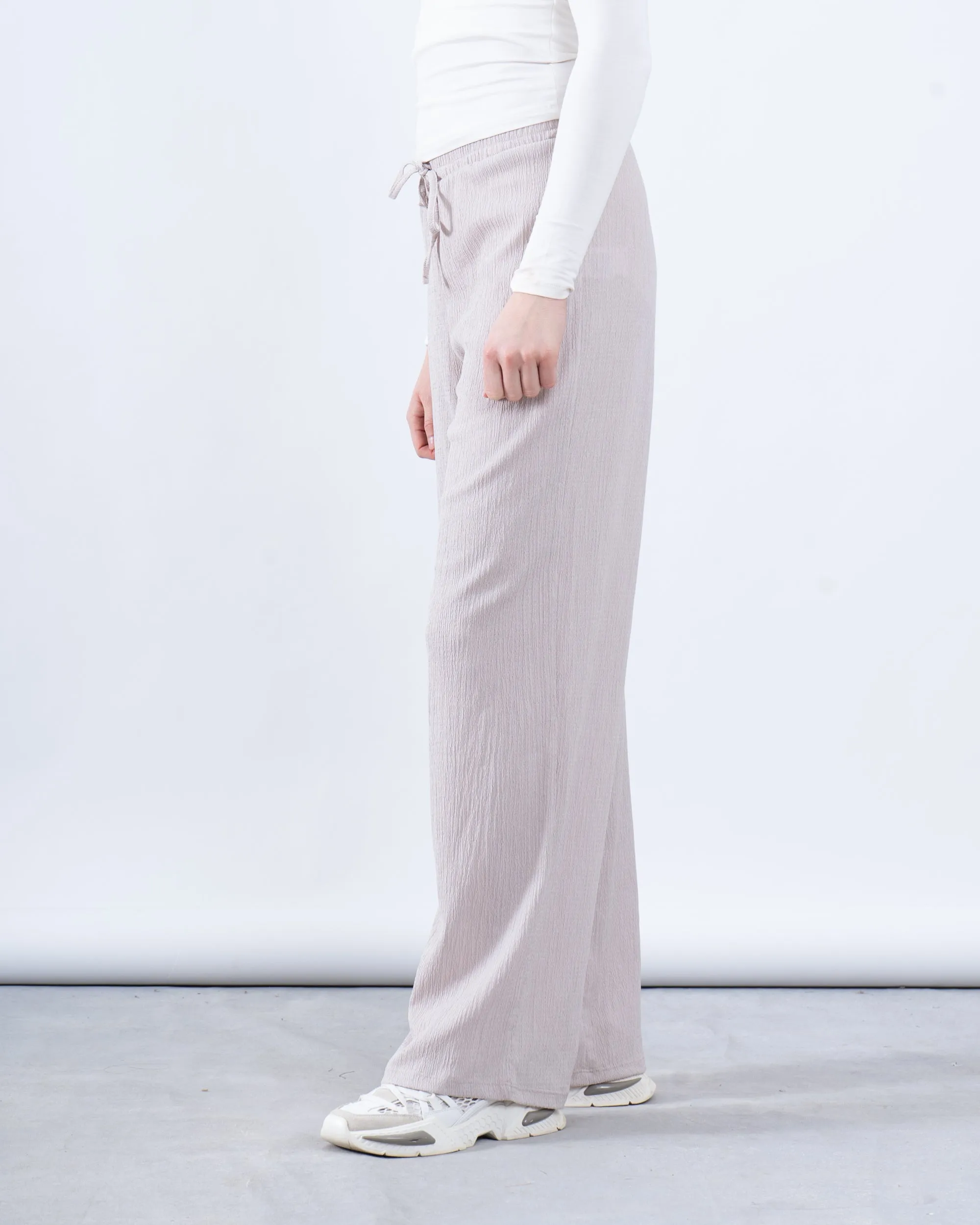 Crinkled Wide-Leg Pants