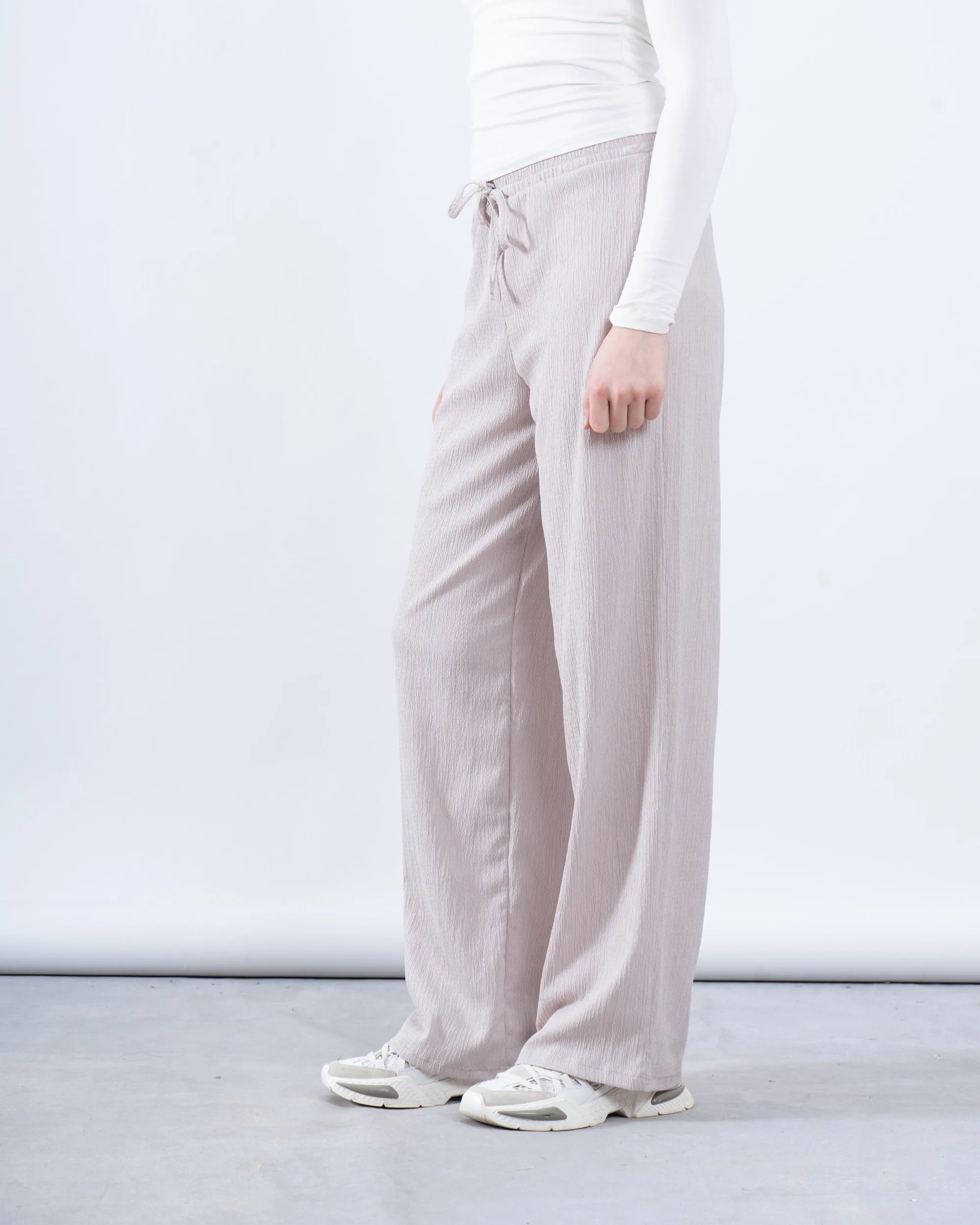 Crinkled Wide-Leg Pants